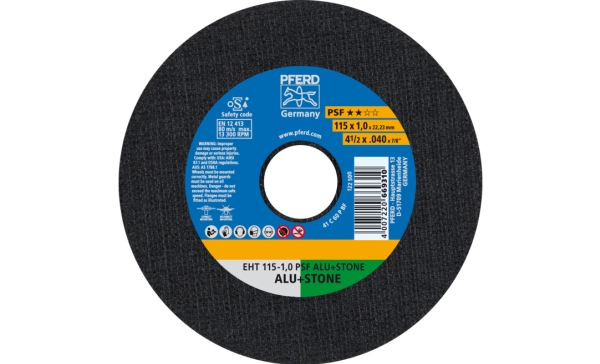 PFERD 61818010, Skæreskive, Aluminium, Støbejern, Beton, Metal uden jern, Plast, Sten, Flise, Universel, 11,5 cm, Alle mærker, Fladcenter, 2,22 cm
