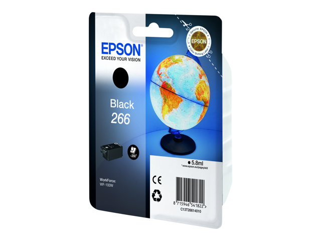 Epson 266 - 5.8 Ml - Sort - Original - Blister Med Rf Alarm - Blækpatron - For Workforce Wf-100W, Wf-110W