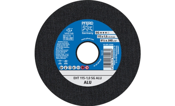 PFERD EHT 115-1,0 SG ALU, Metal uden jern, Aluminium, PFERD, 2,22 cm, 11,5 cm, 13300 rpm, 25 stk