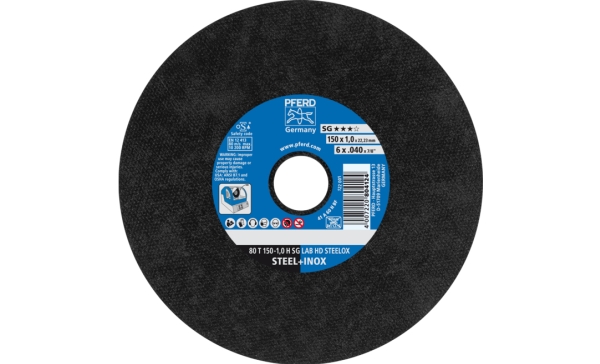 PFERD 80 T 150-1,0 H SG LAB HD STEELOX/22,23, Terästä, valurauta, Ruostumaton teräs, PFERD, 2,22 cm, 15 cm, 10200 RPM, 25 kpl