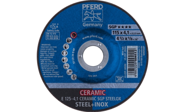 Pferd E 125-4,1 Ceramic Sgp Steelox, Metall, 12200 Rpm, 12,5 Cm, 4,1 Mm, 10 Styck