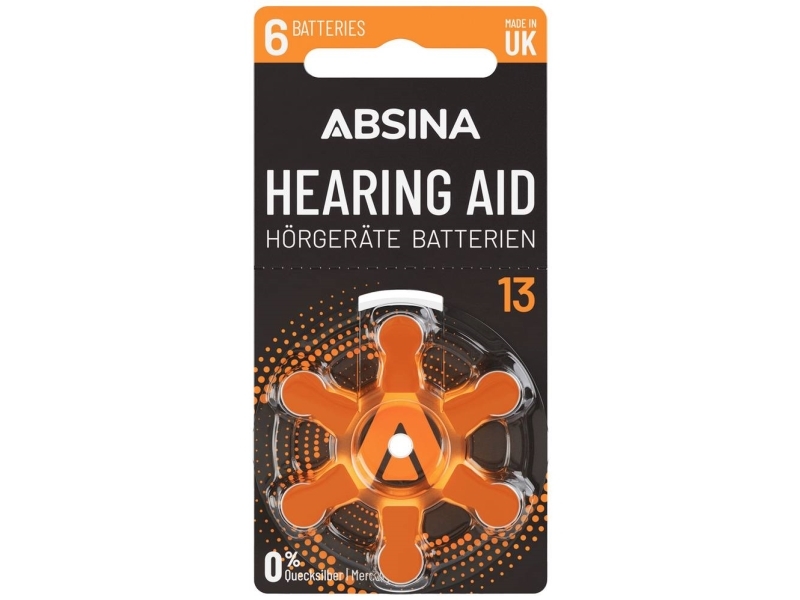 Absina Høreapparatbatteri Za 13 1.4 V 6 Stk Zink-Luft Pr48