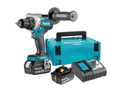 Makita DDF486RTJ - Skruetrækker - ledningfri - 2-hastigheders - nøgleløs borepatron 13 mm - 130 N·m - 2 batterier - 18 V