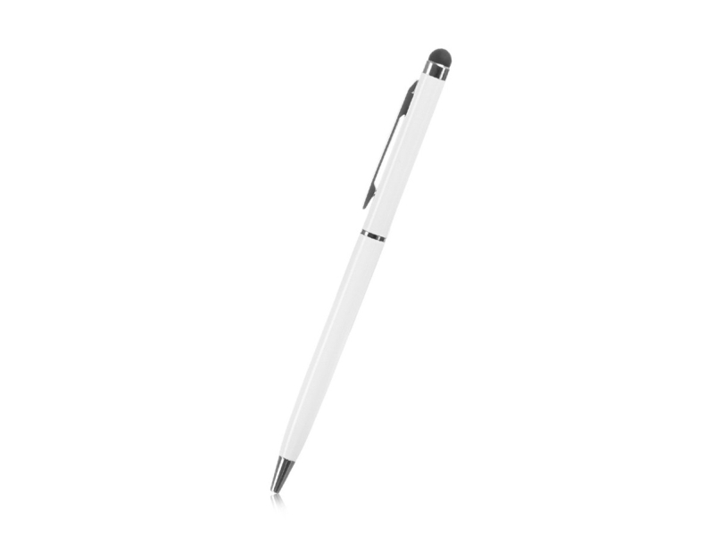 Touch Screen pen med kuglepen - Hvid