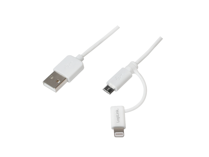 Logilink Cu0118, 1 M, Micro-Usb A, Usb A, Hvid