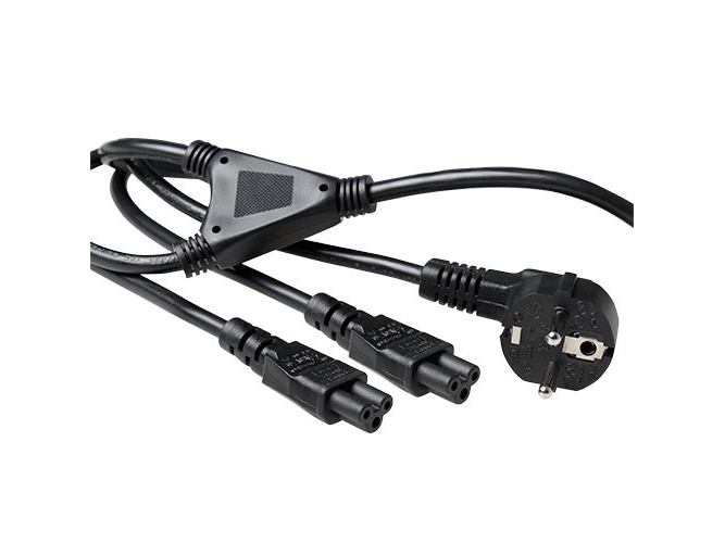 Act Powercord Split Cable Mains Connector Cee7/7 Male (Angled) - 2 X C5 1.80 M Powercord Schuko-2Xc5 Bk 1.80M (Ak5208)