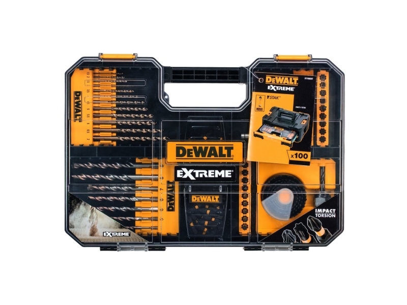 DeWALT DT70620T-QZ, Porausohjain, Betoni, Metalli, Kivi, Puu, Metalli, Muovi, Musta, Läpinäkyvä, Keltainen, 1 kpl, Pikateräs (HSS-G)