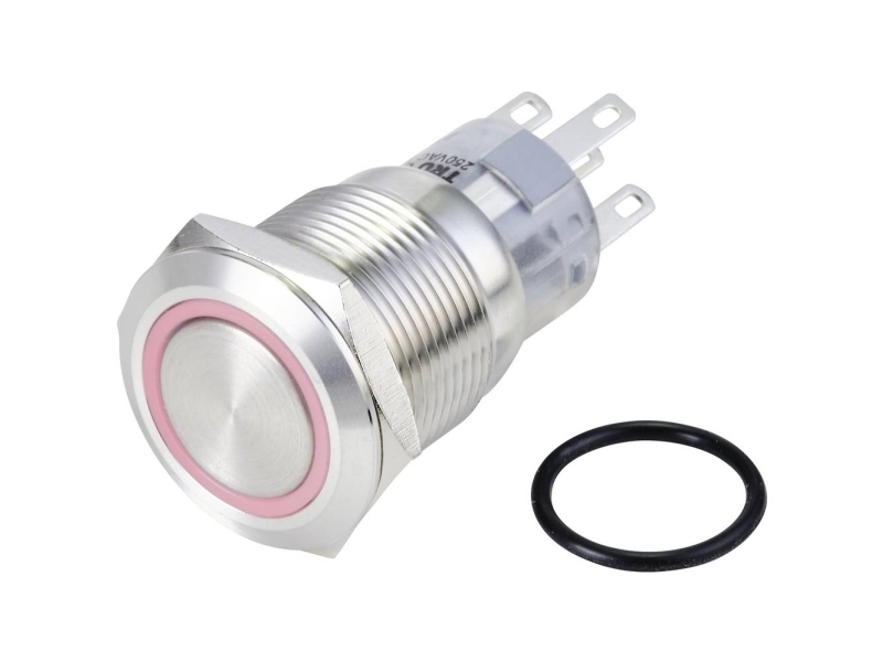 Tru Components Las1-Agq-11E/R/24V/S Festverdrahteter Taster 250 V/Ac 3 A 1 X Ein/(Ein) Berührung Rot Ip65 1 Stück