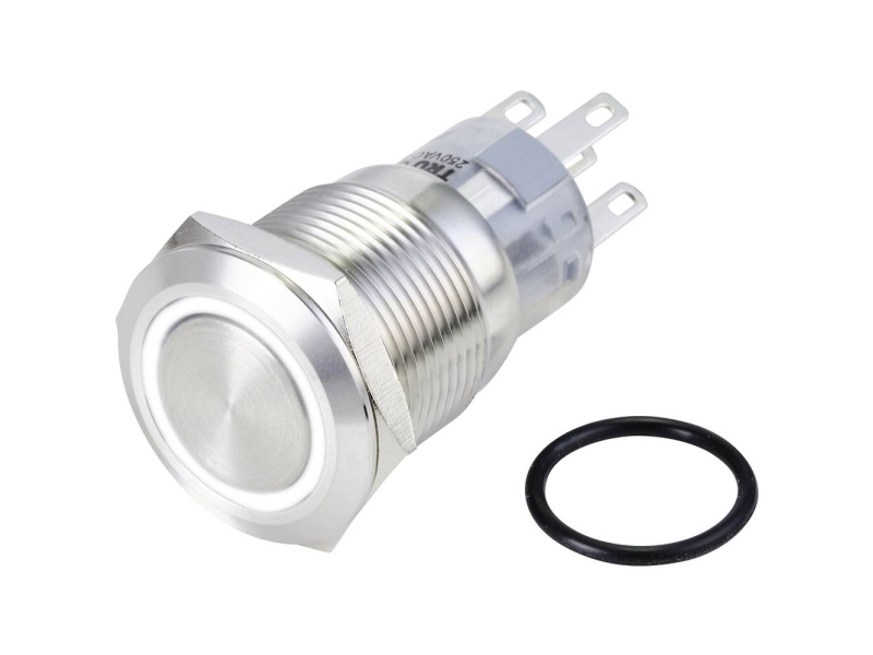 Tru Components Las1-Agq-11E/W/24V/S Festverdrahteter Taster 250 V/Ac 3 A 1 X On/(On) Berührend Weiß Ip65 1 Stück