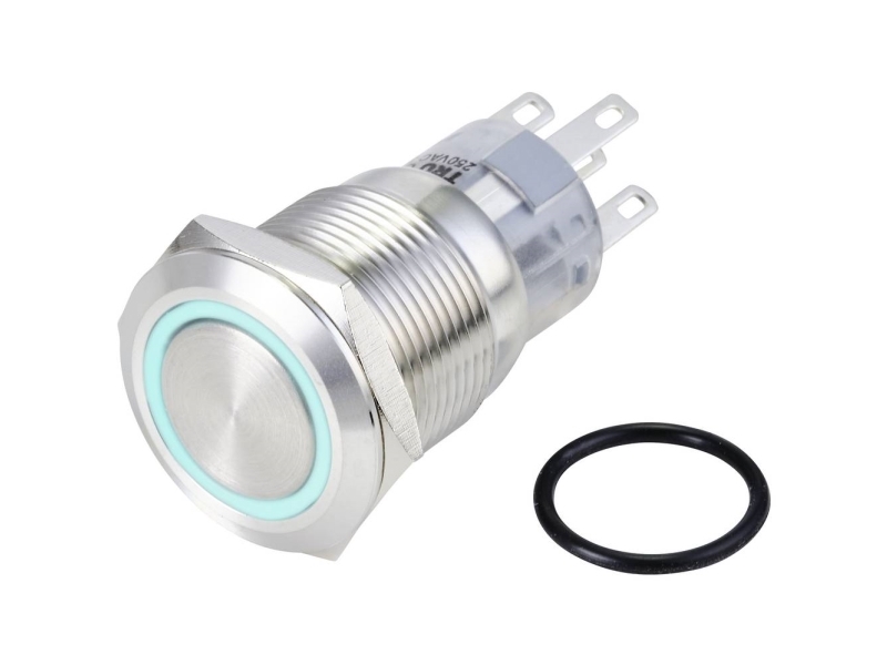 Tru Components Las1-Agq-11Ze/B/24V/S Festverdrahteter Taster 250 V/Ac 3 A 1 X Ein/Ein Klickend Blau Ip65 1 Stück