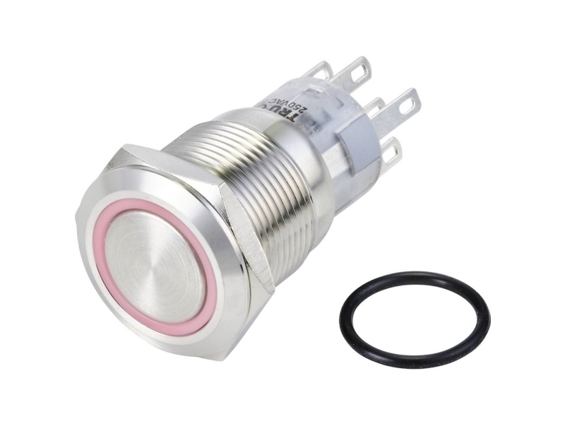 Tru Components Las1-Agq-22E/R/24V/S Festverdrahteter Taster 250 V/Ac 3 A 2 X Ein/(Ein) Berührung Rot Ip65 1 St