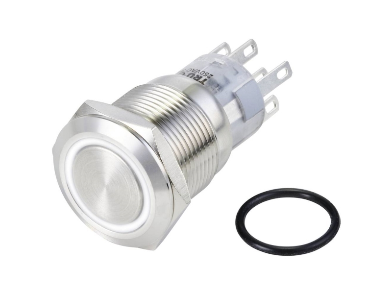 Tru Components Las1-Agq-22E/W/24V/S Festverdrahteter Taster 250 V/Ac 3 A 2 X On/(On) Berührend Weiß Ip65 1 St