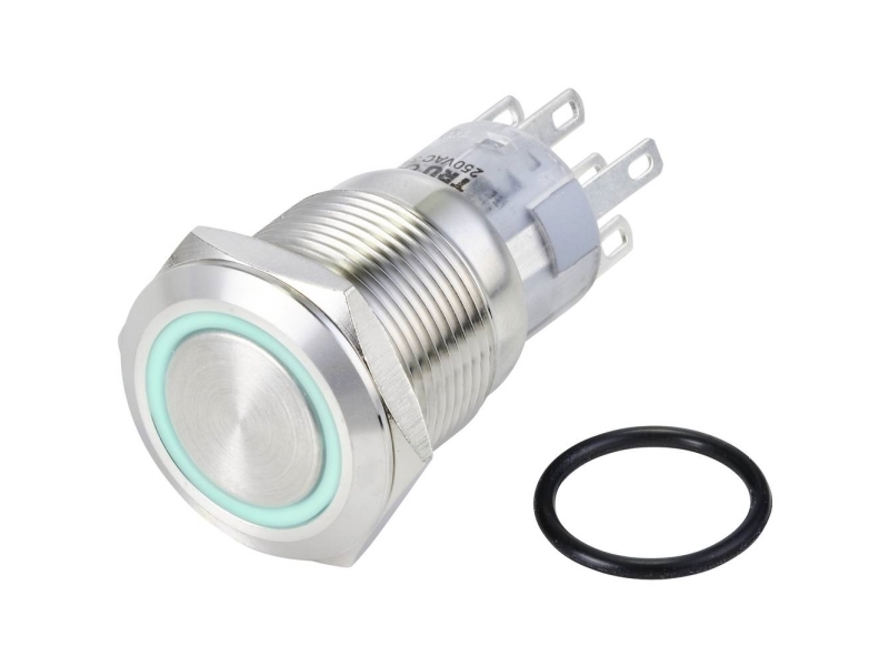 Tru Components Las1-Agq-22Ze/B/24V/S Festverdrahteter Taster 250 V/Ac 3 A 2 X Ein/Ein Klickend Blau Ip65 1 Stück