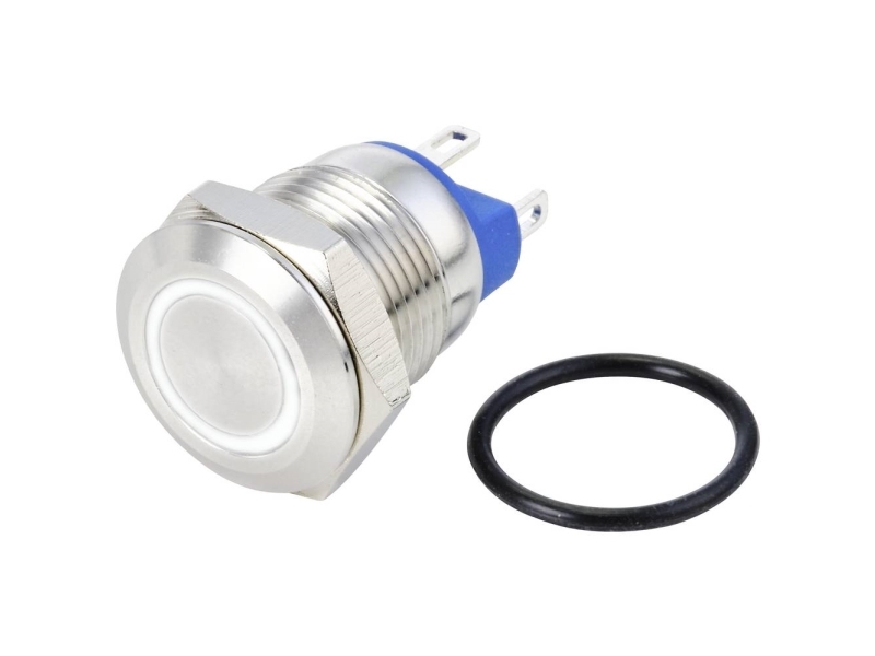 Tru Components Gq12-Af-10E/J/W/24V/S Festverdrahteter Taster 48 V/Dc 2 A 1 X Aus/(Ein) Berührend Weiß Ip67 1 St