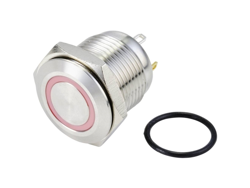 Tru Components Gq16f-10E/J/R/24V/S Festverdrahteter Taster 48 V/Dc 2 A 1 X Aus/(Ein) Berührung Rot Ip65 1 Stück