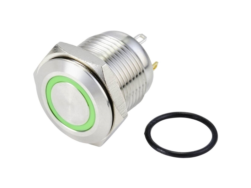 Tru Components Gq16f-10E/J/G/24V/S Festverdrahteter Taster 48 V/Dc 2 A 1 X Aus/(Ein) Berührung Grün Ip65 1 Stück