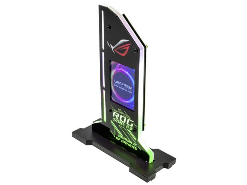 Lamptron Vertikaler Gpu-Halter Mit Display – Schwarz