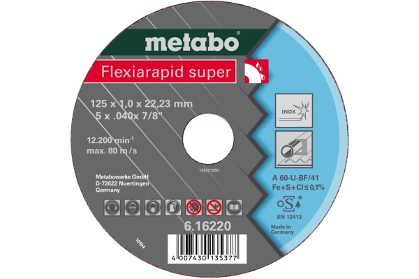 Metabo 616216000, Skæreskive, Fladcenter, Rustfrit stål, Alle mærker, 11,5 cm, Grå