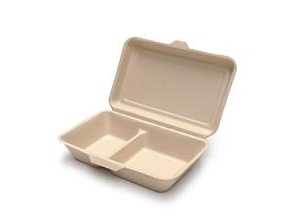 Burgerboks 2-Rums 240X160x60 Mm Med Hængslet Låg Bagasse,2 Pk X 125 Stk/Krt