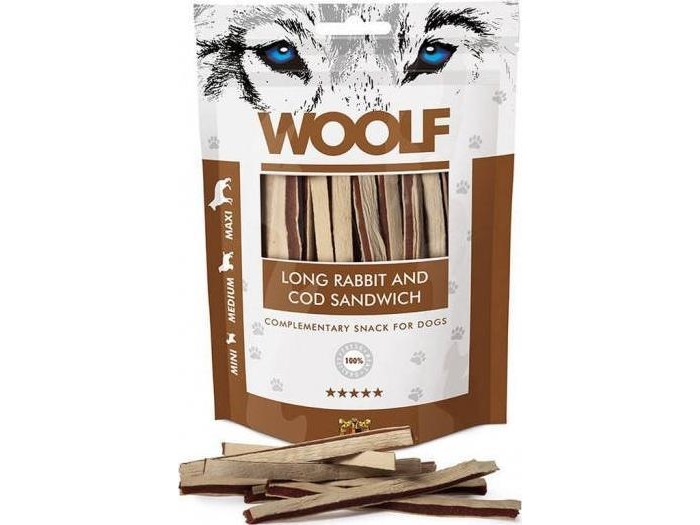 WOOLF Long Cod Sandwich - koiran herkku - 100g