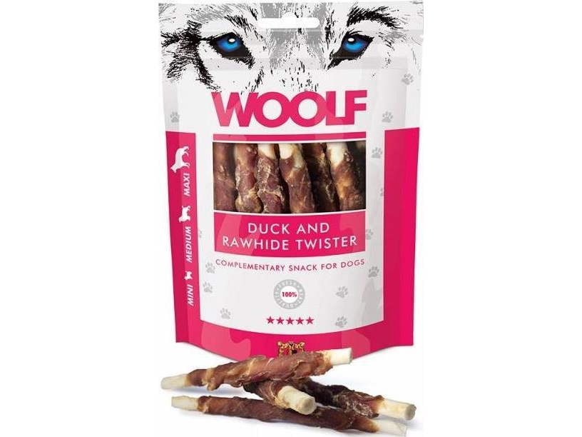 WOOLF Duck rawhide twister - hundegodbid - 100g