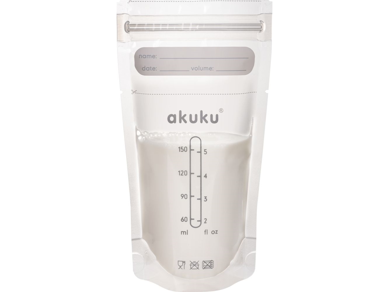 Billede af Akuku Sterile Opbevaringsposer Til Brystmælk 150 Ml