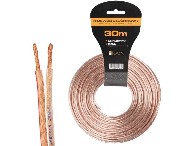 Libox Kabel Glosnikowy 2X1,50Mm Lb0008-30, Kupferkaschiertes Aluminium (Cca), 30 M, Transparent