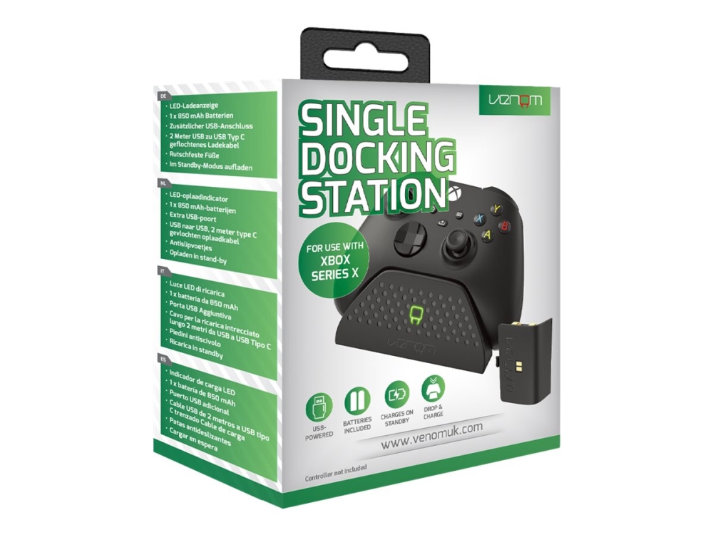 Venom Xbox One/Xbox Series Pad Docking-Station Schwarz + Wiederaufladbare Batterie