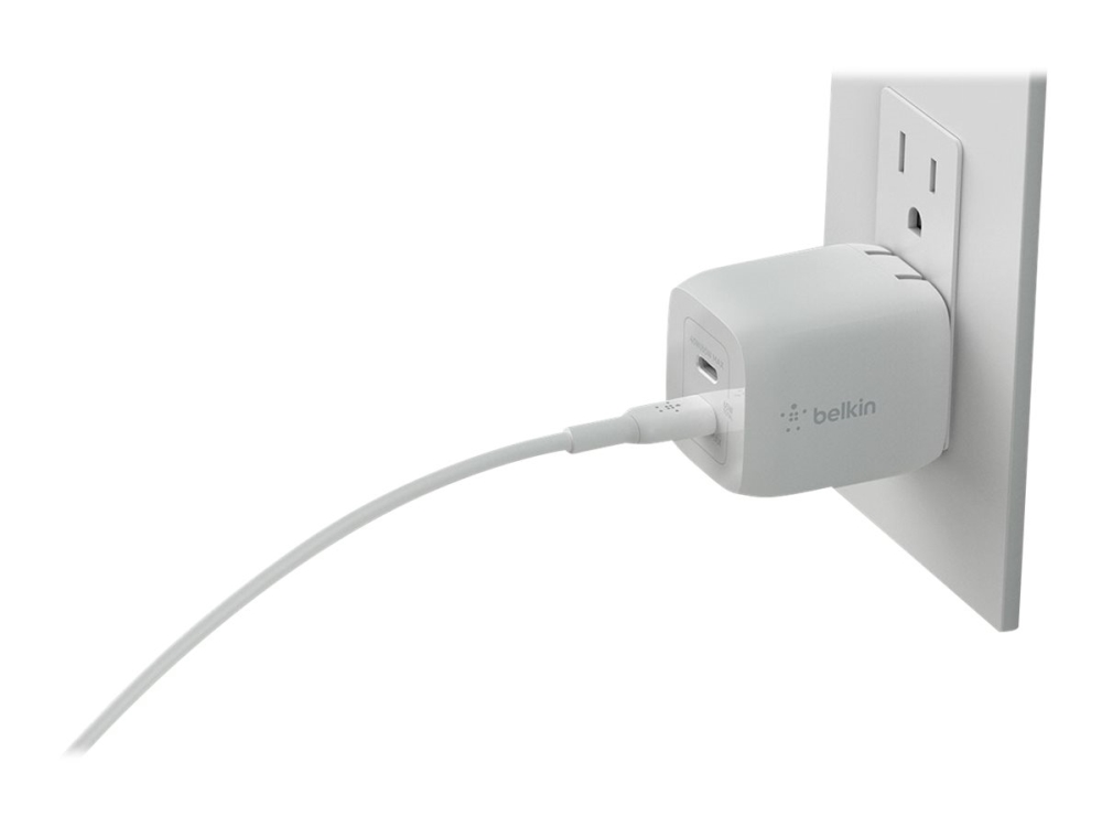 Belkin Boostcharge Pro Gan - Strømforsyningsadapter - Pps Og Gan-Teknologi - 65 Watt - Fast Charge, Pd 3.0 - 2 Output-Stikforbindelser (2 X Usb-C) -