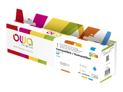 Owa - 247 Ml - Cyan - Kompatibel - Boks - Genproduceret - Blækpatron (Alternativ Til: Hp 981Y) - For Hp Pagewide Enterprise Color 556, Mfp 586 Pagewi