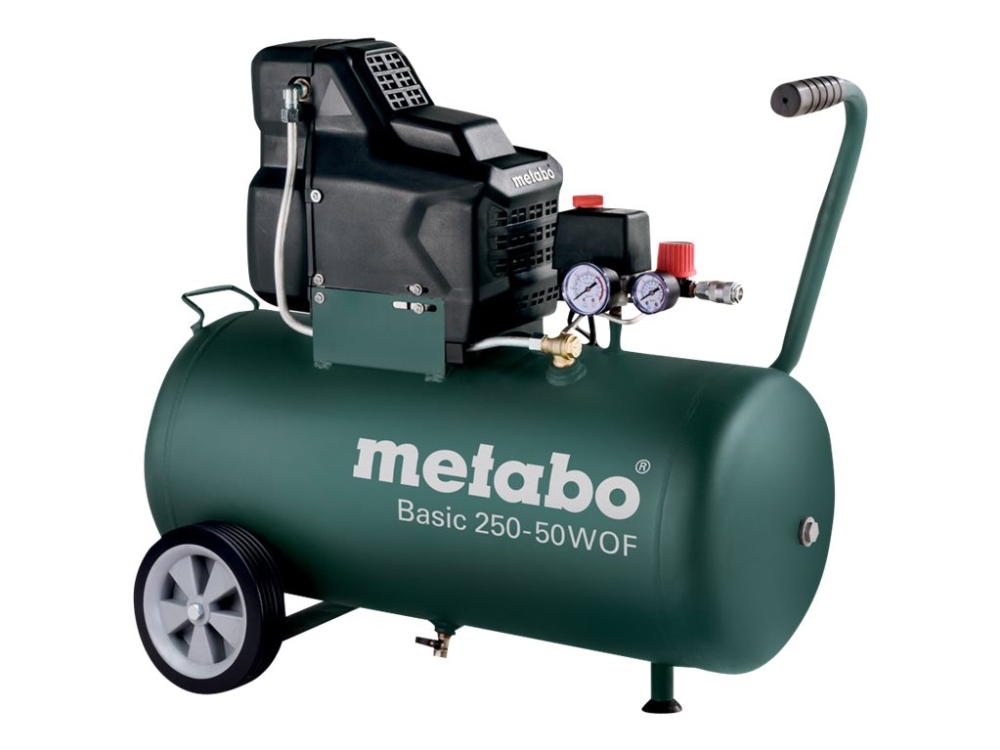 Metabo Basic 250-50 W Of - Luftkompressor - 1,5 Kw - 2 Ps - Ölfrei - 120 L/Min - 50 Liter