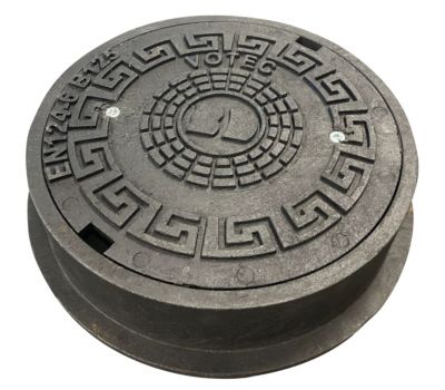 Karm rund med dæksel 315mm - genbrugsplast,, Ø 430mm, H=100mm, kl. B125. VOTEC