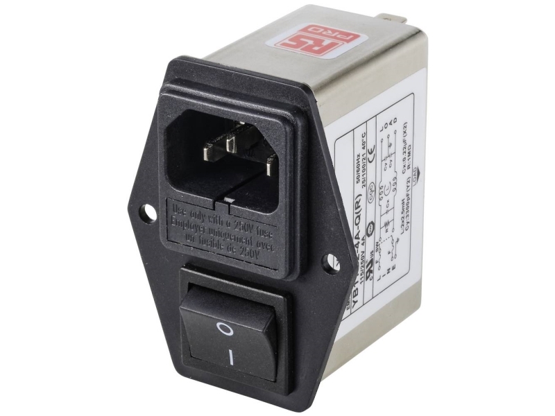 Tru Components Strømfilter Med Iec-Tilslutning, Med Afbryder 250 V/Ac 4 A 1.2 Mh 1 Stk