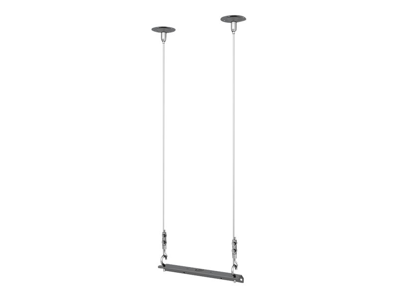 Multibrackets M Pro Series - Montagesatz (2 Wandplatten, 2 Drahtseile, 2 Haken, Anschlussplatte) - Stahl - Schwarz - Deckenmontage Möglich