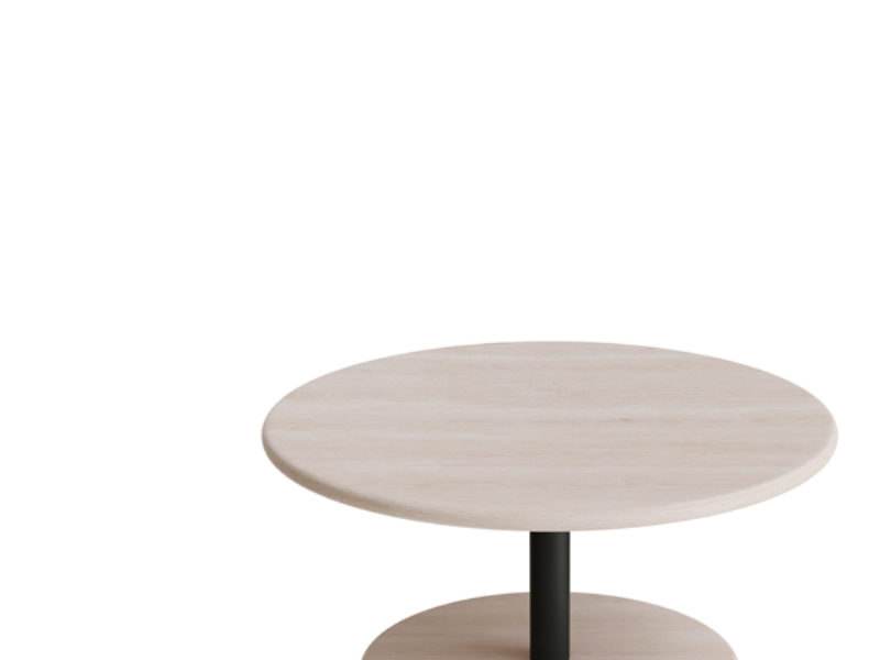 Bord Donut, Ø700 mm, højde 350 mm, hvidpigmenteret ask på sort oliven understel