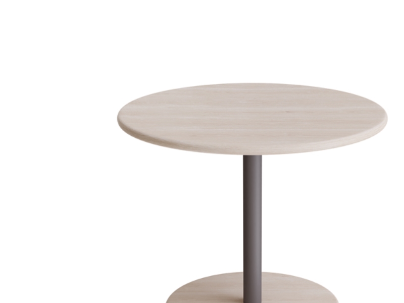 Pöytä Donut, Ø700 mm, korkeus 570 mm, valkoinen pigmentoitu saarni harmaalla rungolla