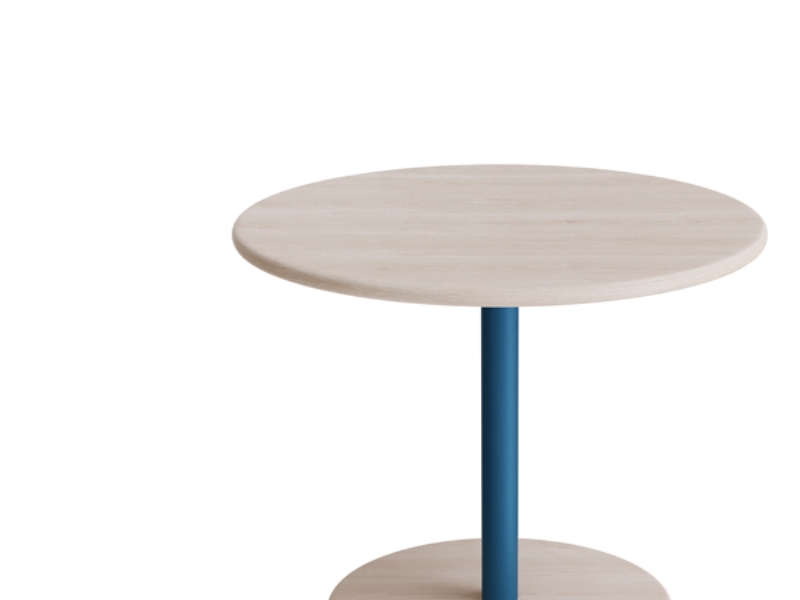 Bord Donut, Ø700 mm, højde 570 mm, hvidpigm. ask på azurblåt understel