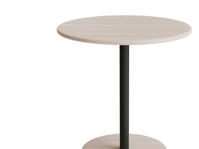 Bord Donut, Ø700 mm, højde 720 mm, hvidpigmenteret ask på sort oliven understel