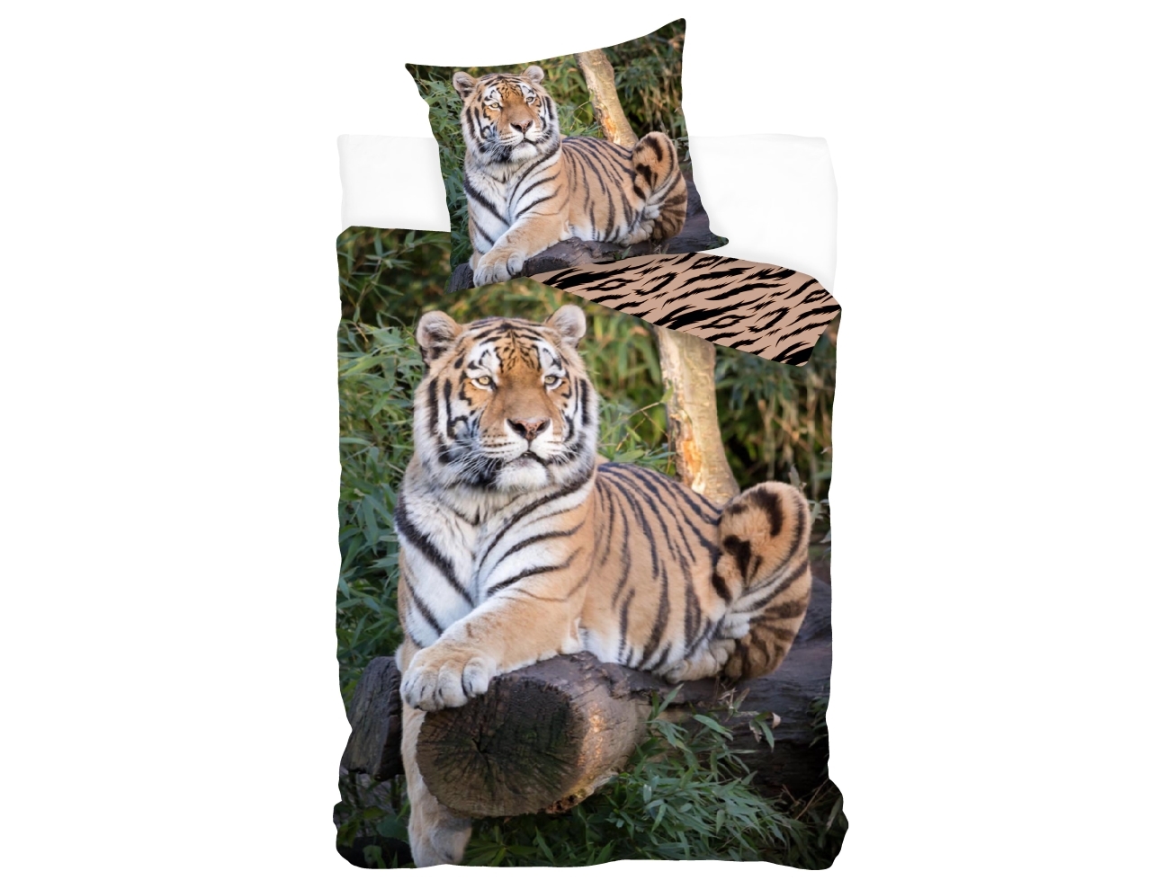Billede af Tiger På Træ Sengetøj 140 X 200, 100 Procent Bomuld