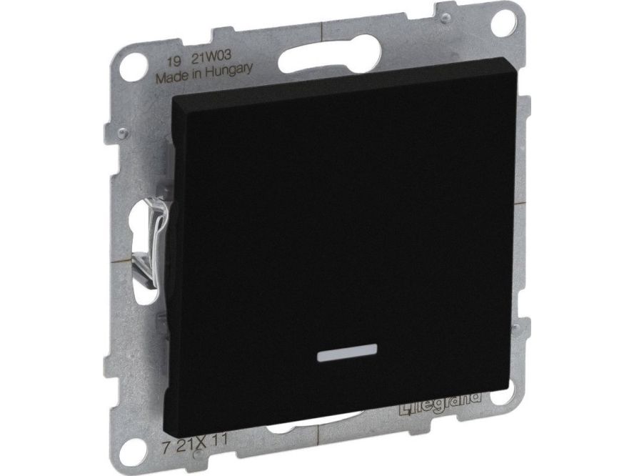 Legrand Suno - Enpolet Belyst Afbryder - 10 Ax - 250 V~ - Automatiske Klemmer, Sort - Legrand 721411 Himp