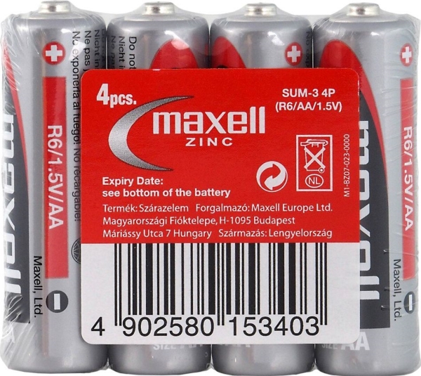 Maxell Super Ace, Einwegbatterie, Zink-Karbon, 1,5 V, 18 G, R6p