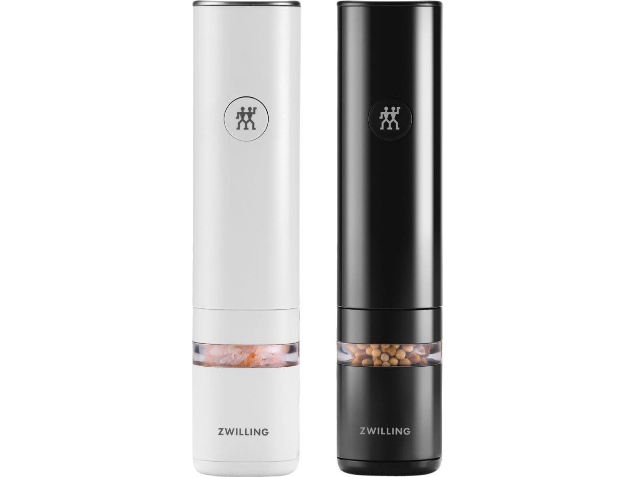 ZWILLING Enfinigy, Salt og peberkværn sæt, Sort, Hvid, Keramisk, Plast, Peber, Salt, Li-ion, 48 mm