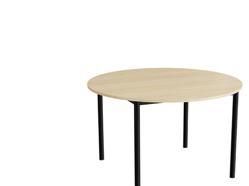 Pöytä Combi 206, Ø1200 mm, korkeus 900 mm, vaaleanharmaa linoleumi mustalla rungolla