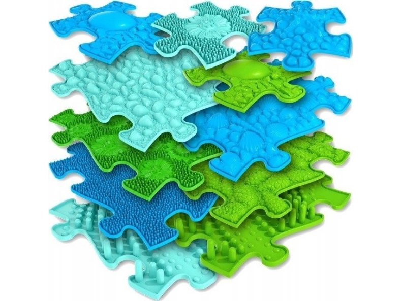 Askato Mata podlogowa sensoryczna Basic set blå/grøn 11 dele MFK-064