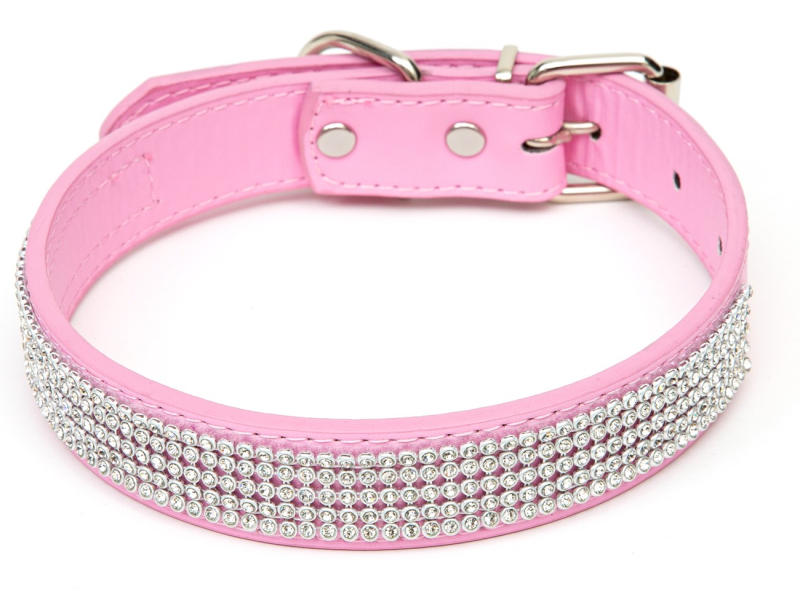 Paw Love - Hundehalsband Mit Kunstleder (Large) - Pink