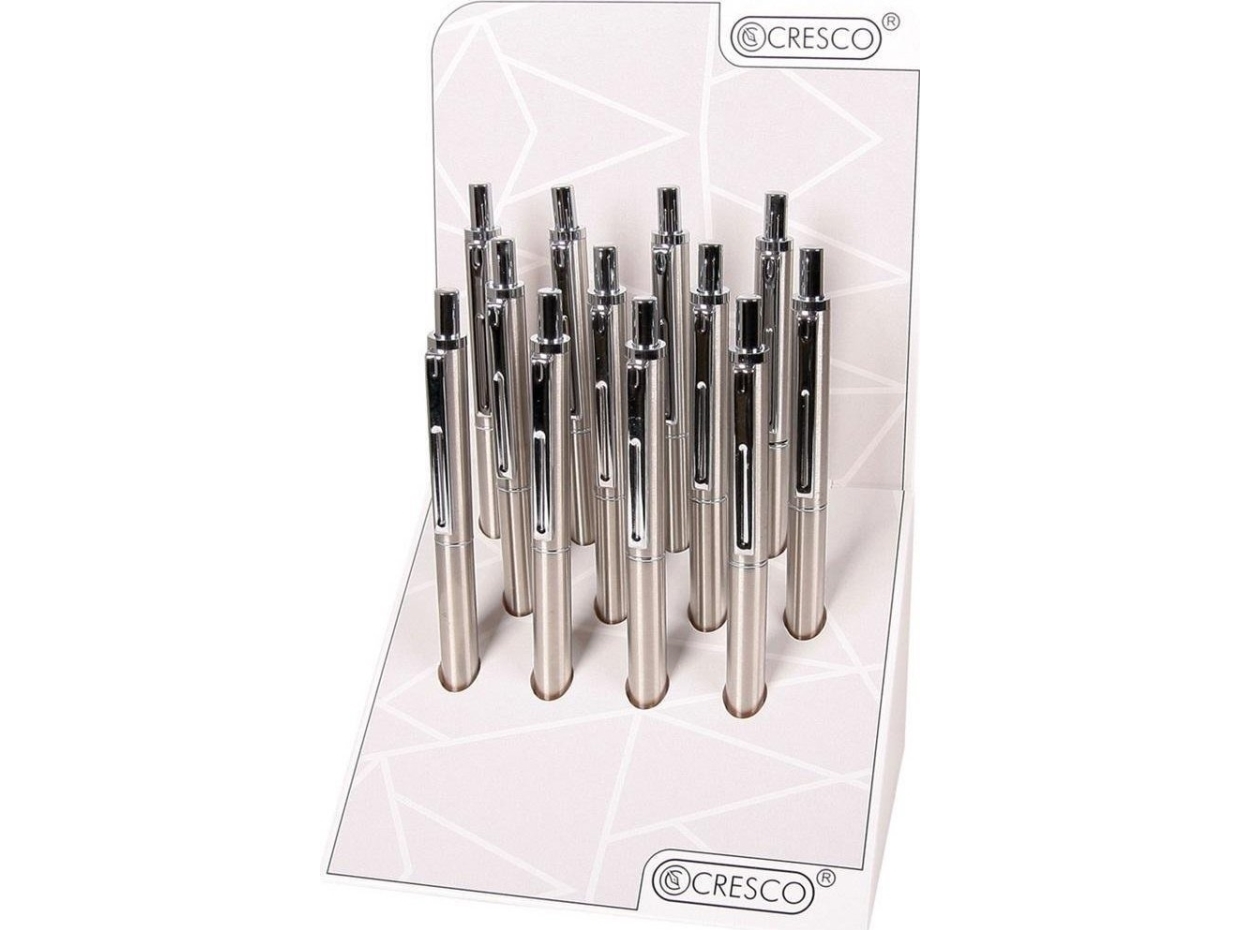 Cresco Reporterpenna rostfritt stål (12 st) | Skrivredskap - Kulspetspennor & Reservoarpennor - Kulspetspennor utan tryckknapp | GameStuff
