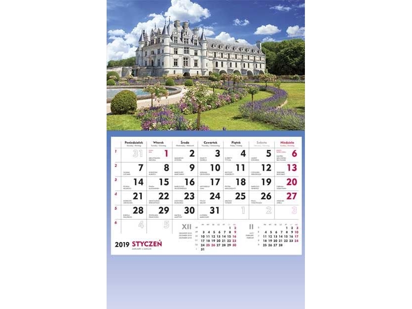 Wandkalender 1M-C/Car.T-107S-5 Palace Landscape 310X482mm