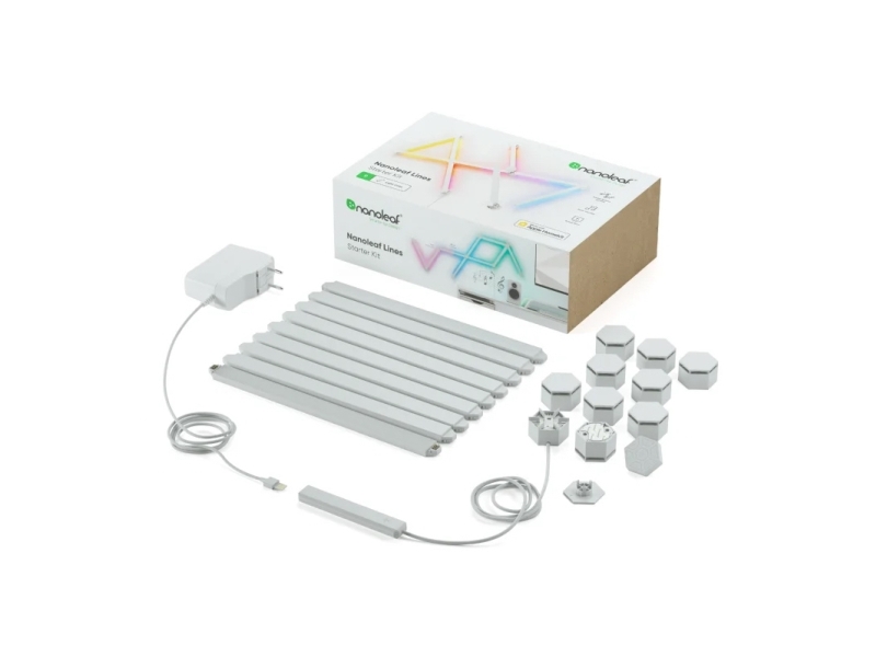 Nanoleaf Lines Starter Kit - Trådlös belysningsuppsättning - LED x 9 - 2 W - klass G - RGBW-lampa - 1200-6500 K | Belysning - Intelligent belysning (Smart Home) - Intelligent belysning | GameStuff