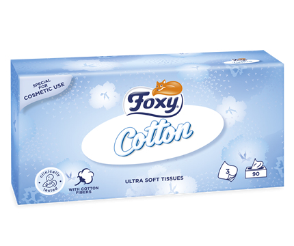 Foxy Cotton, Vit, Cellulosa, Monoton, 90 styck | Rengöring - Avtorkning - Ansiktsvävnader | GameStuff