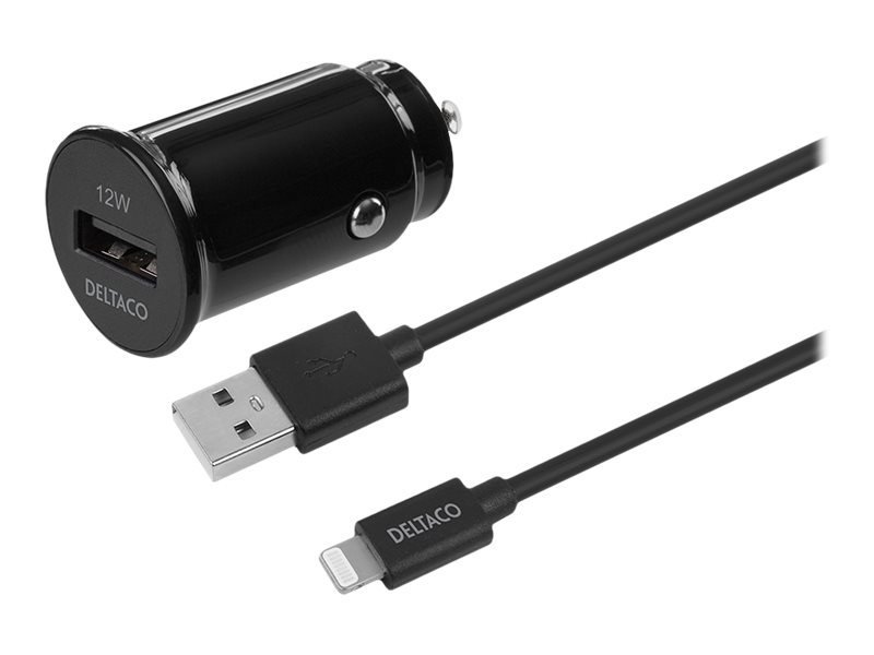 Deltaco Usb-Car130, Auto, Zigarettenanzünder, 5 V, 2,4 A, 1 M, Schwarz